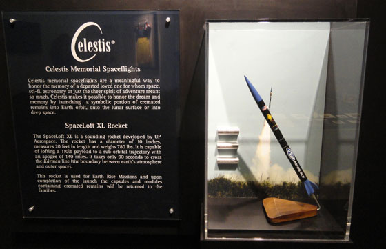 Part of the Celestis exhibit at the National Funeral Home Museum